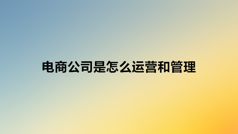 電商公司是怎么運(yùn)營(yíng)和管理的?開電商公司需要什么流程和步驟?